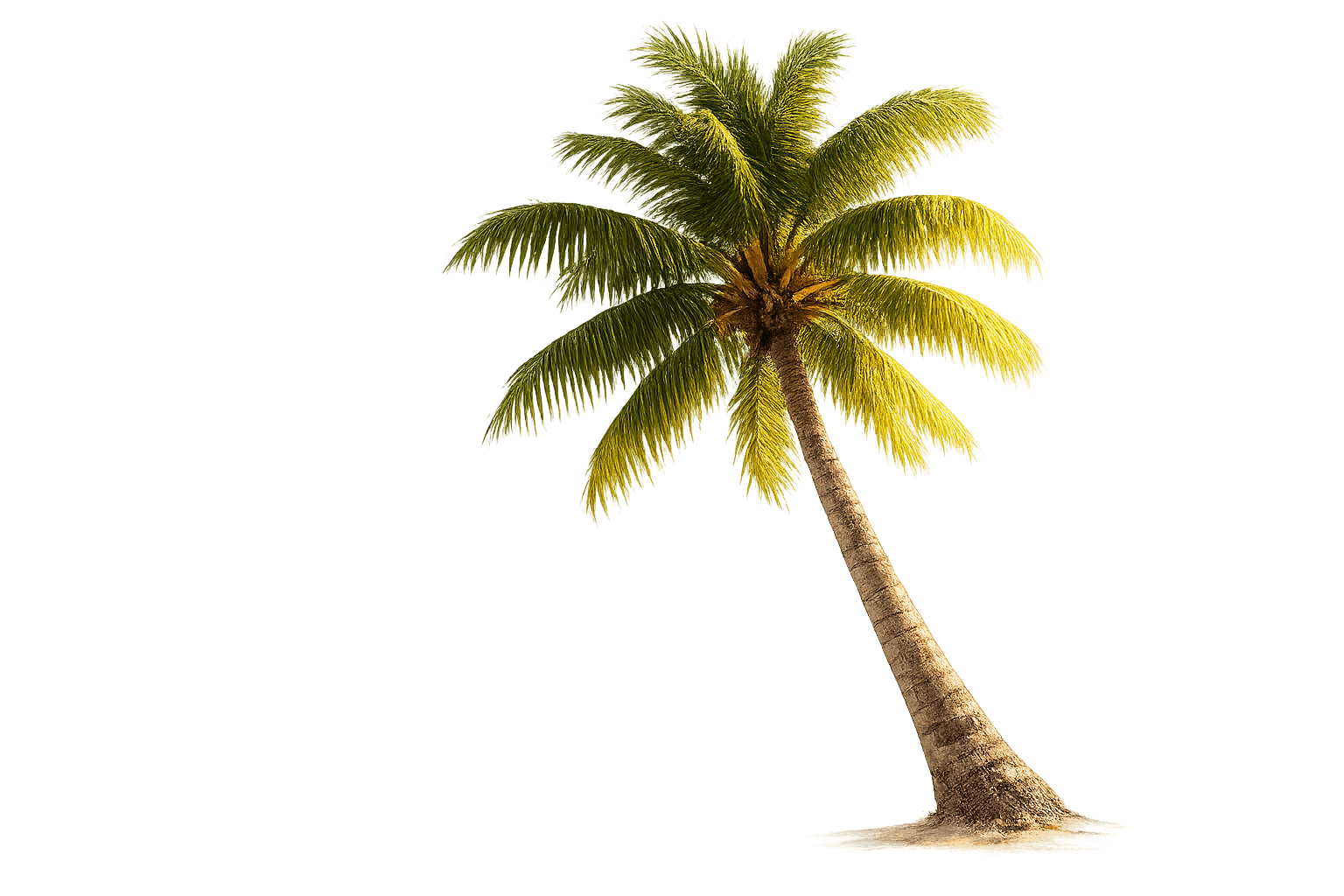 Tropical coconut tree on the right